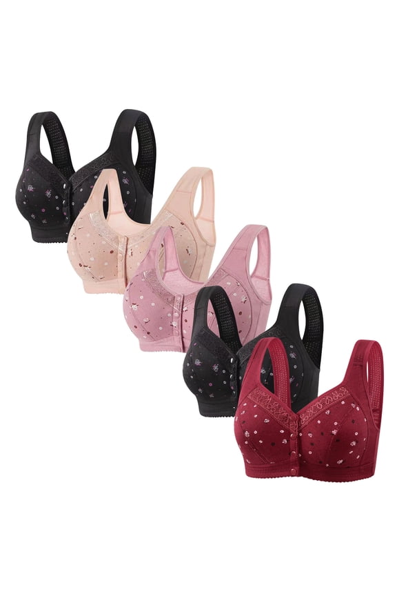 Jelly Bra Binder Bra 5pc Woman's Comfortable Lace Breathable Bra Underwear No Rims Black L