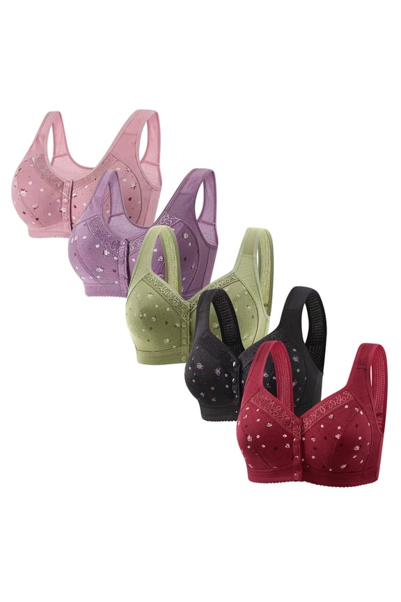 Jelly Bra Binder Bra 5pc Woman's Comfortable Lace Breathable Bra Underwear No Rims Hot Pink M