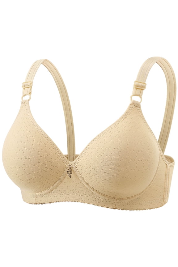 Jelly Bra Plus Size Bras Women's Bra Soild Color Underwear Bra Everyday Underwear Beige 3X