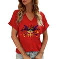 thumbnail image 1 of mihongmao Mardi Gras T Shirts for Women Ladies' Carnival Printed V-neck T-shirt Casual Short Sleeved Top/Shirt Red 2X, 1 of 7