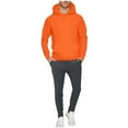 thumbnail image 1 of mihongmao Men's Athletic Clothing Sets Men Velvet Solid-Color Casual Loose Pocket Drawstring Long Pants Sweatshirt Long Sleeve Hooded Set Orange L, 1 of 7