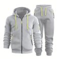 thumbnail image 1 of mihongmao Mens 2 Piece Outfits Sweatsuits Men 2 Piece Outfit Drawstring Zip Up Hoodie Matching Waist Sweatpants Sets Gray M, 1 of 8