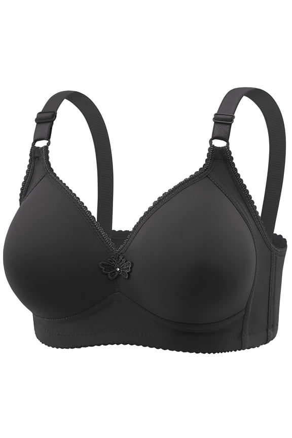 Nursing Bras for Breastfeeding Binder Bra Women's Plus Size without Steel Rims Comfortable and Breathable Gathering Underwear Non-magnetic Thin Cup Bra Black S