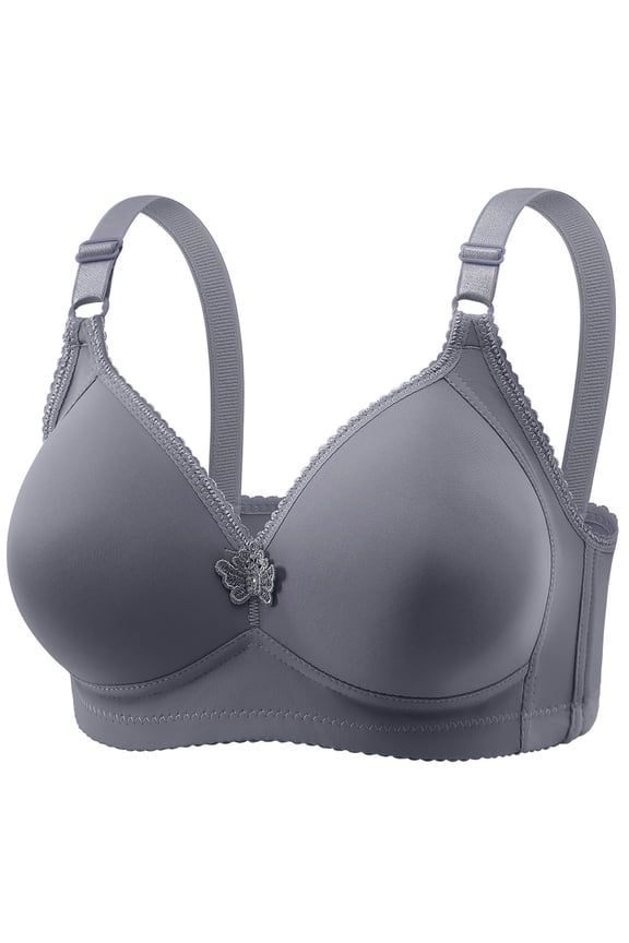 Nursing Bras for Breastfeeding Binder Bra Women's Plus Size without Steel Rims Comfortable and Breathable Gathering Underwear Non-magnetic Thin Cup Bra Gray XL