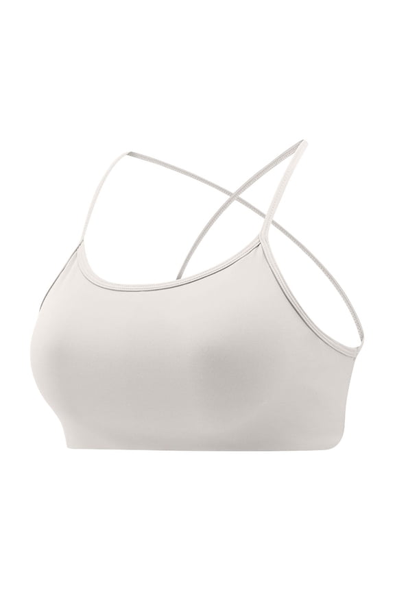 Nursing Bras Camisole with Built In Bra Women Solid Color Back Sports Bra Fitness Clothes Running Drying Yoga Underwear White S