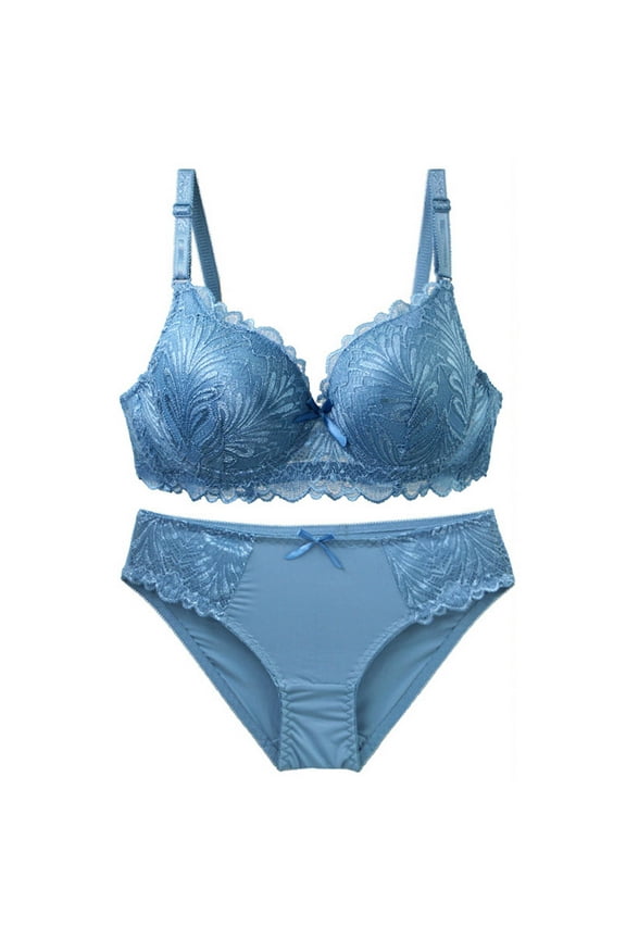 Nursing Bras for Breastfeeding Binder Bra Women's Solid Color Maternity Sleeping Underwear with Underwear Women Daily Bra Blue 75C