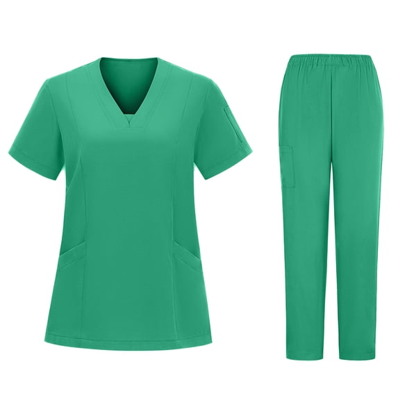 mihongmao Plus Size Scrubs Cozy Fit Wide Leg Soft Cotton Stretch Women’S Medical Nurse Scrub Set Gowns Short Sleeve Nurse Workwear Separate Set Army Green XL