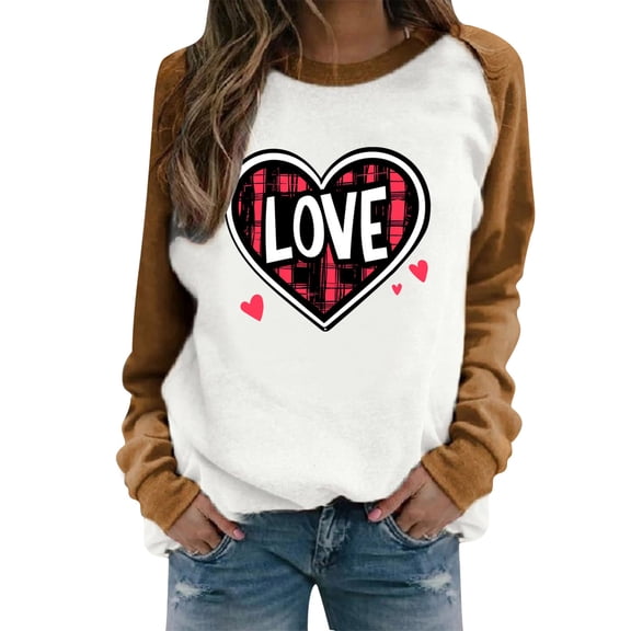 mihongmao Plus Size Valentine Shirts for Women Valentine's Day Shirts for Women Crewneck Graphic Sweatshirts Heart Pullover Casual Long Sleeve Gift Blouse Yellow 3X