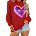 thumbnail image 1 of mihongmao Plus Size Valentine Shirts for Women Round Neck Lover's Print Hoodie Long Sleeved Hoodie Long Sleeved Round Neck Top/shirt Red L, 1 of 6