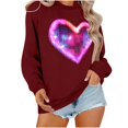 thumbnail image 1 of mihongmao Plus Size Valentine Shirts for Women Round Neck Lover's Print Hoodie Long Sleeved Hoodie Long Sleeved Round Neck Top/shirt Wine XL, 1 of 6