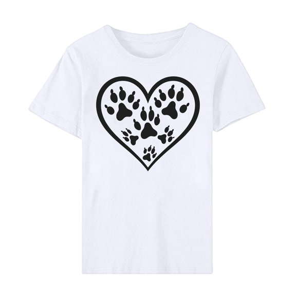 mihongmao Plus Size Valentine Shirts for Women Short-sleeved Crew-neck Pullover Casual Valentine's Day White L