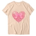 thumbnail image 1 of mihongmao Plus Size Valentine Shirts for Womens Printed Round Neck Short Sleeved Tshirt Beige 2X, 1 of 3