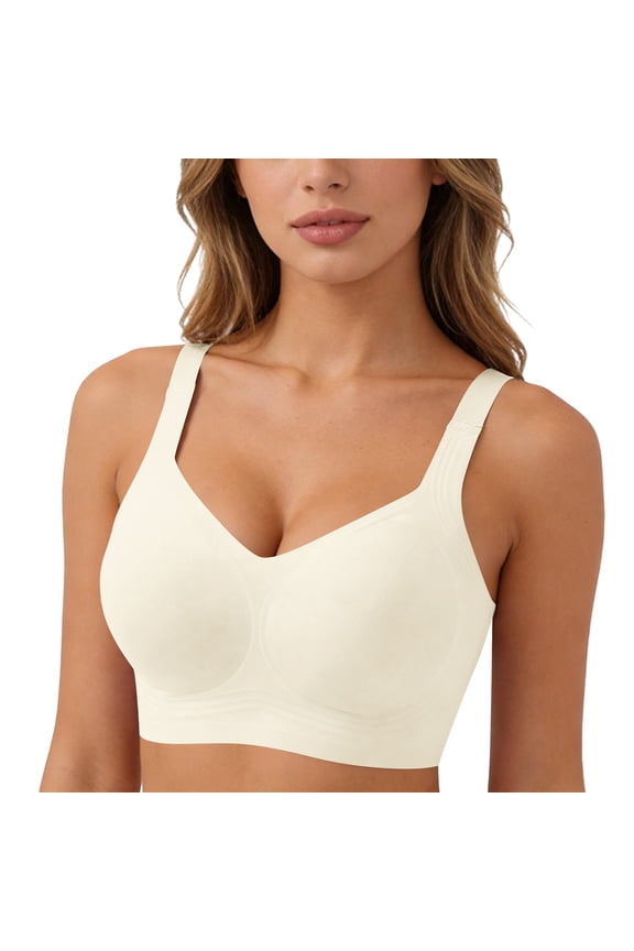 Pumping Bra Large Bust Jelly Bras for Women Push Up No Underwire Bra Comfy Soft Buttery Yoga Bralette Everyday Sport Tshirt Brassiere Beige 3X