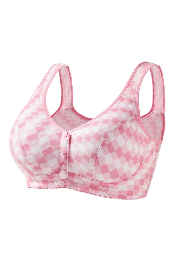 Push Up Bra Built In Bra Tank Tops Women's Ladies Plus Size Seamless Ice Silk without Rims Gathered Breathable Adjustable Underwear Bra Pink 44