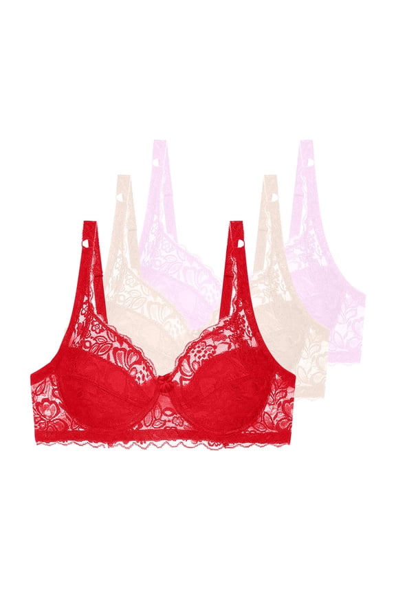 Push Up Bras for Women Plus Size Bra Women Lace Plus Size Bra without Steel Ring Gathers European and Sexy Thin Breathable Underwear Pink 75C