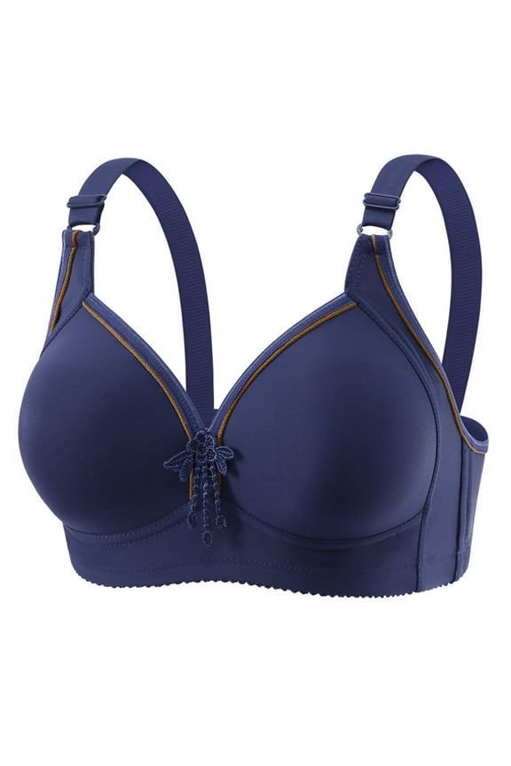 Push Up Bra Built In Bra Tank Tops Woman's Gathered Together Large Size Daily Bra Underwear No Rims Navy 5X