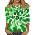 thumbnail image 1 of mihongmao Saint Patrick's Graphic T Shirt Women 3/4 Sleeve Round Neck Casual Printed Pullover T-shirt Green 5X, 1 of 5