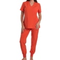 thumbnail image 1 of mihongmao Scrubs for Women Set Medical Uniform Scrubs Top and Pants Women's Scrub Set - V-neck Short-sleeved Comfortable Workwear Set for Doctors and Nurses Orange 2X, 1 of 2