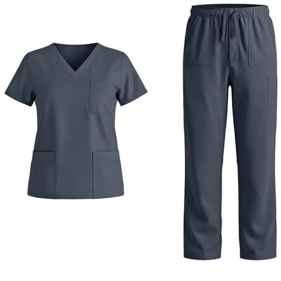 mihongmao Scrubs for Women Wide Leg Short Sleeve Operating Room Nurse Hand Washing Suit Comfortable Elastic Breathable Sets Gray 2X