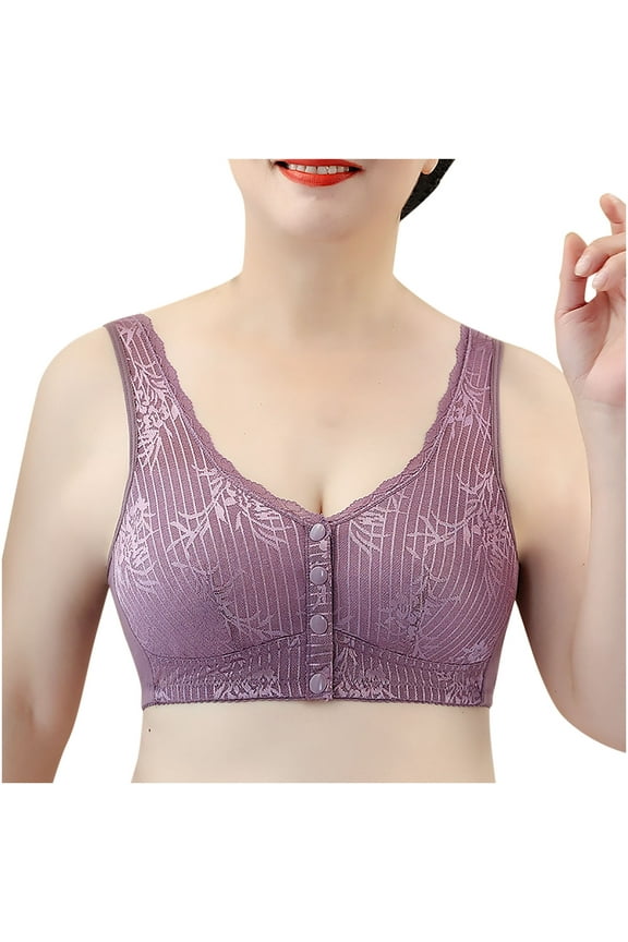 Seamless Bras for Women Camisole with Built In Bra Women's Comfortable Casual Steel Ring Tank Top Thin Lace Plus Size Bra Purple 3X