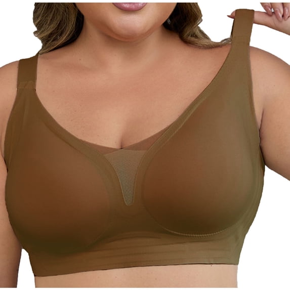 mihongmao Sports Bras for Women High Support Tank Top with Built In Bra Fashion Women's Solid Color Lifting Gathering Folding Sagging Bra Lingerie for Women Daily Bra Khaki 4X