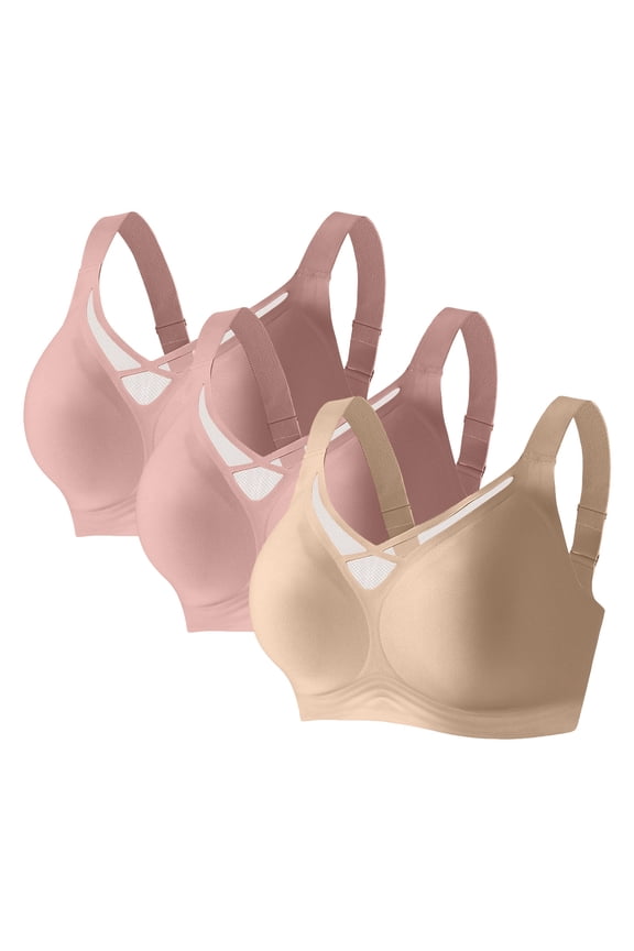 Sports Bras for Women Binder Bra 3PCS Women's Bra Soild Color Underwear Bra Everyday Underwear Beige XL