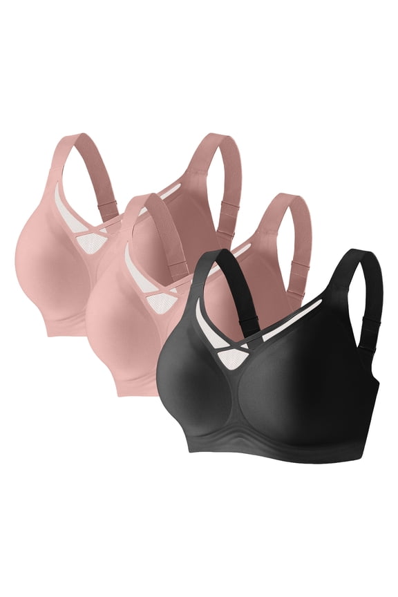 Sports Bras for Women Binder Bra 3PCS Women's Bra Soild Color Underwear Bra Everyday Underwear Black 4X