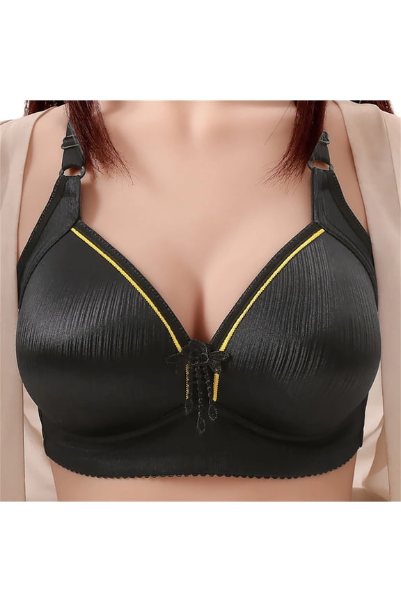 Sports Bras for Women Binder Bra Women's Solid Color No Steel Ring Push Up Breathable Underwear Daily Bra Black 42