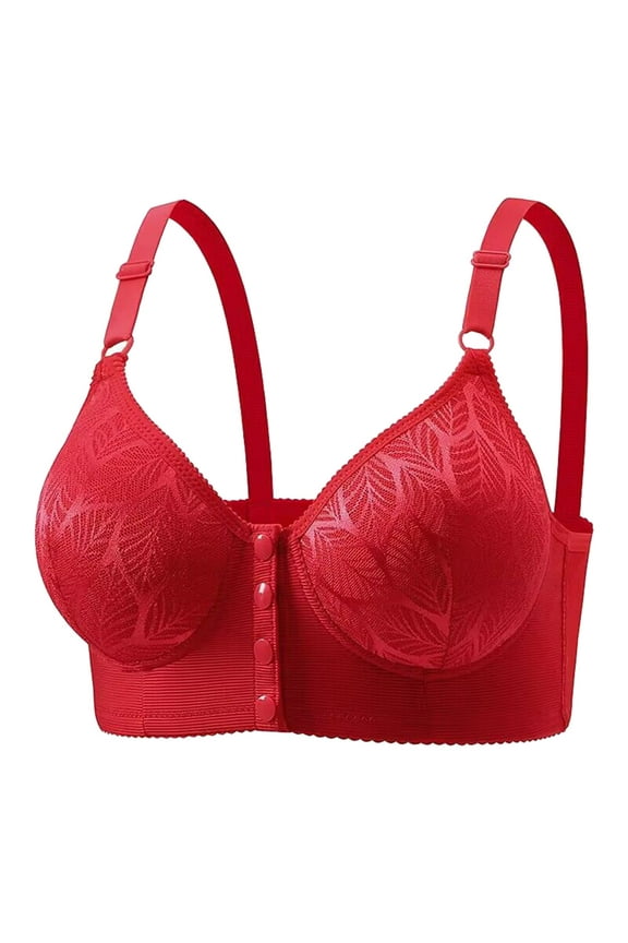 Sports Bras for Women Plus Size Strapless Bra Women's Solid Color Steel Ring Oversized Gathering Underwear Daily Bra Red L