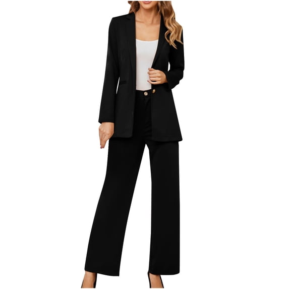 mihongmao Summer Comfy Sets for Women Clothing Going Out Outfits Ladies' Fashionable and High-end Elegant Commuting Long Sleeved Lapel Suit Set Black 2X