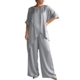 thumbnail image 1 of mihongmao Summer Lounge Sets For Women Travel Outfits Women's Solid Color Two-piece Set With Round Neck And Loose Casual Irregular Hem Gray 3X, 1 of 6