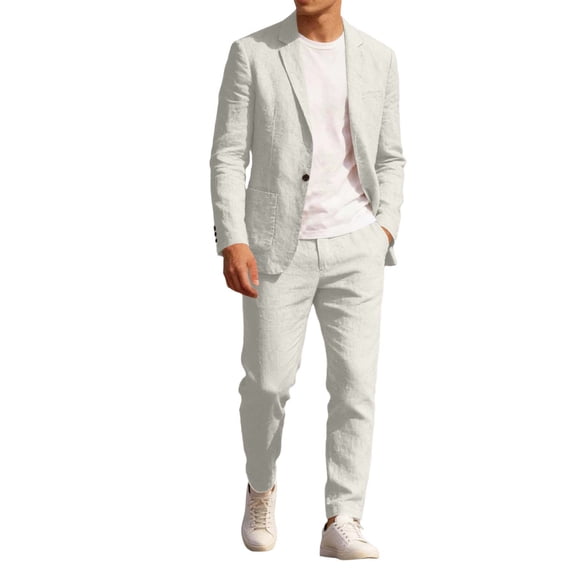 mihongmao Summer Vacation Outfits for Men Y2k Outfits Men's Solid Color Pocket Long Sleeved Button Turndown Collar Top Pocket Button Waist Long Pants Suit Sets Beige 3X