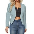 thumbnail image 1 of mihongmao Sweaters for Women Cardigan for Women Women's Suit Open Front Cardigan Jacket Daily Commute Office Solid Zipper Suit Short Blazers,Womens Tops Plus Size Light Blue XXL, 1 of 5