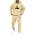 thumbnail image 1 of mihongmao Sweatsuits Men 2 Piece Outfit Men Casual Pullover Hooded Sports Print Long Sleeve Trousers Two-Piece Elastic Waist Tracksuit Yellow XL, 1 of 5