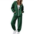 thumbnail image 1 of mihongmao Sweatsuits Women 2 Piece Outfit Sweatsuits Women 2 Piece Outfit Drawstring Zip Up Hoodie Matching Waist Sweatpants Lounge Sets Green 2X, 1 of 8