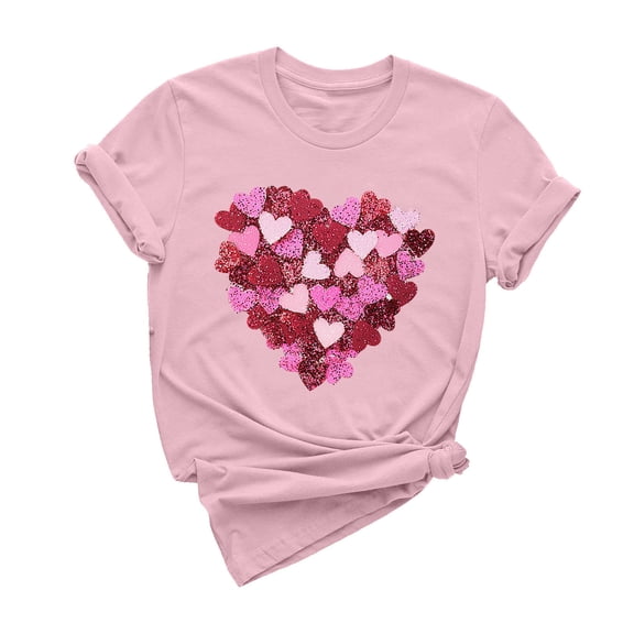 mihongmao Tee Shirts for Women Graphic Tee Women Casual Round Neck Short-sleeved Christmas Tree Printed T-shirt Multicolor S