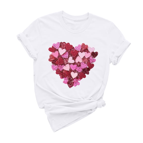 mihongmao Tee Shirts for Women Graphic Tee Women Casual Round Neck Short-sleeved Christmas Tree Printed T-shirt White M