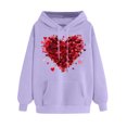 thumbnail image 1 of mihongmao V-Day Love Print Pullover Hoodie for Women's Printed Off Shoulder Sleeves Long Sleeved Hooded Sweatshirt Purple 2X, 1 of 5