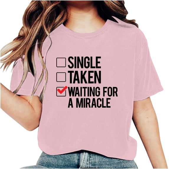 mihongmao Valentine Day Shirt for Womens Work Girls Short Sleeve Out Blouse Valentine's Day Letter Print Gift Shirt T-Shirt Pink S