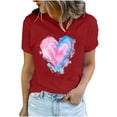 thumbnail image 1 of mihongmao Valentine Day Tops for Women Lover Printed T-shirt Round Neck Short Sleeved Top Red L, 1 of 5