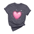 thumbnail image 1 of mihongmao Valentine Graphic T Shirts for Women Casual Round Neck Short-sleeved Christmas Tree Printed T-shirt Dark Gray L, 1 of 6