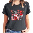thumbnail image 1 of mihongmao Valentine Graphic T Shirts for Women Short-sleeved Crew-neck Pullover Casual Valentine's Day Dark Gray XL, 1 of 7