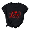 thumbnail image 1 of mihongmao Valentine Plus Size Tops for Women Ladies' Valentine's Day Printed Round Neck Short Sleeved T-shirt Loose Casual Black L, 1 of 5
