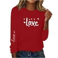 thumbnail image 1 of mihongmao Valentine Plus Size Tops for Women Long-Sleeved Round Neck Pullover Casual Printed Fashion Top T-Shirt Red M, 1 of 5