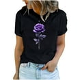 thumbnail image 1 of mihongmao Valentine Plus Size Tops for Women Lover Printed T-shirt Round Neck Short Sleeved Top Black XL, 1 of 5