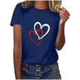 thumbnail image 1 of mihongmao Valentine Shirts for Women Short Sleeve Valentine's Day Fashion Crewneck Printing Short Sleeve T-Shirt Casual Loose Shirt for Women Blue L, 1 of 6