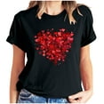 thumbnail image 1 of mihongmao Valentine Short Sleeve Tops for Women Short-sleeved Crew-neck Pullover Casual Valentine's Day Black 3X, 1 of 7