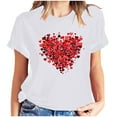 thumbnail image 1 of mihongmao Valentine Short Sleeve Tops for Women Short-sleeved Crew-neck Pullover Casual Valentine's Day White 2X, 1 of 7