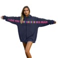 thumbnail image 1 of mihongmao Valentine Tops Long-sleeved Hooded Zipper Casual Printed Sweatshirt for Both Men and Women Navy 3X, 1 of 8
