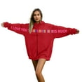thumbnail image 1 of mihongmao Valentine Tops Long-sleeved Hooded Zipper Casual Printed Sweatshirt for Both Men and Women Red XL, 1 of 9